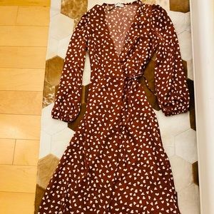 New, red heart wrap dress